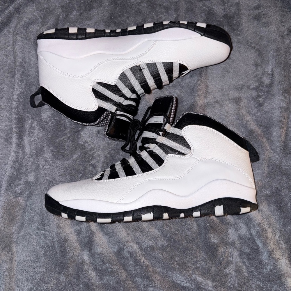 White and Black High-Top Sneakers